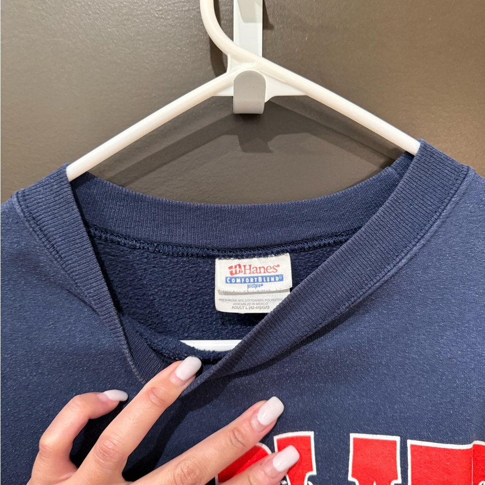 Platt Cowboys Hanes navy blue crew neck sweater